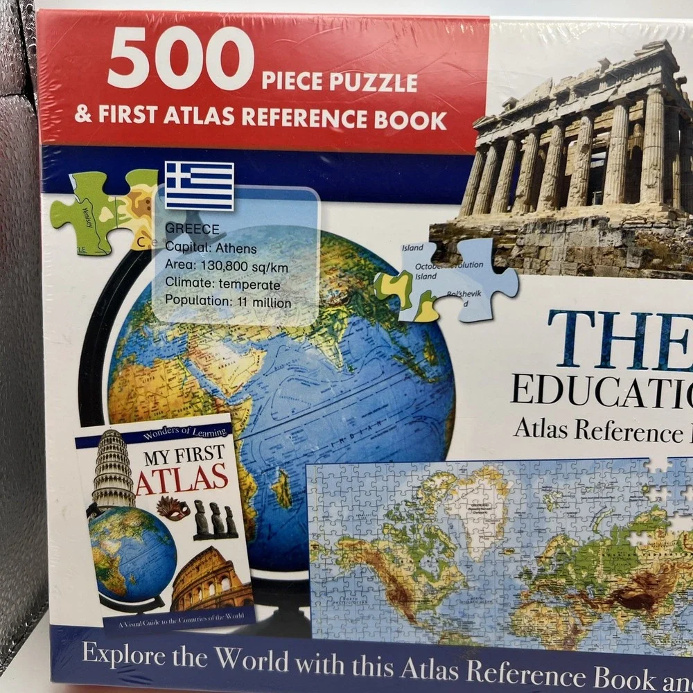 Discover The World Wonders of Learning 500 Pc Puzzle & Atlas Book Set SEALED